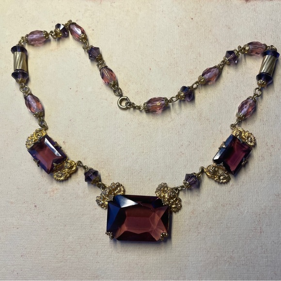 Antique Czech Glass Necklace - Picture 9 of 14